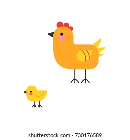 Vector modern flat and colorful icon with chiken. Design elements for mobile and web applications. illustration