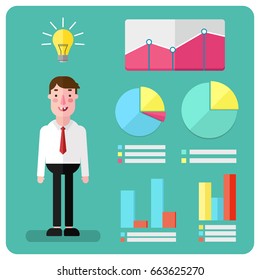 Vector modern flat and colorful infographic with shadow. Design elements for mobile and web applications.