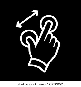 vector modern flat design hand pinch zoom in gesture icon white isolated on black background