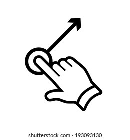 Vector Modern Flat Design Hand Swipe With One Finger Gesture Icon Black Isolated On White Background