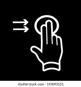 vector modern flat design hand two fingers swipe gesture icon white isolated on black background