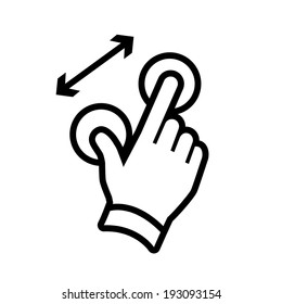 Vector Modern Flat Design Hand Pinch Zoom In Gesture Icon Black Isolated On White Background