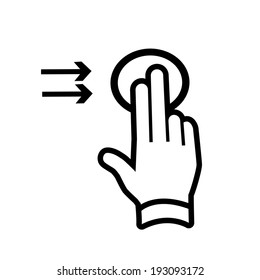vector modern flat design hand two fingers swipe gesture icon black isolated on white background