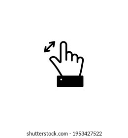 vector modern flat design hand pinch zoom out gesture icon black isolated on white background