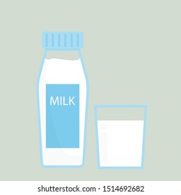 Vector modern flat design illustration featuring pair of classic milk bottles