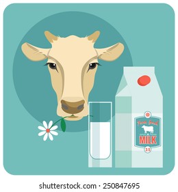 Vector modern flat design illustration of milk.Design elements