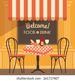 Vector modern flat design illustration of street cafe.