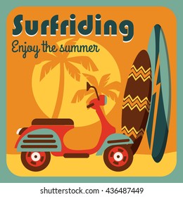 Vector modern flat design illustration of active summer vacation.