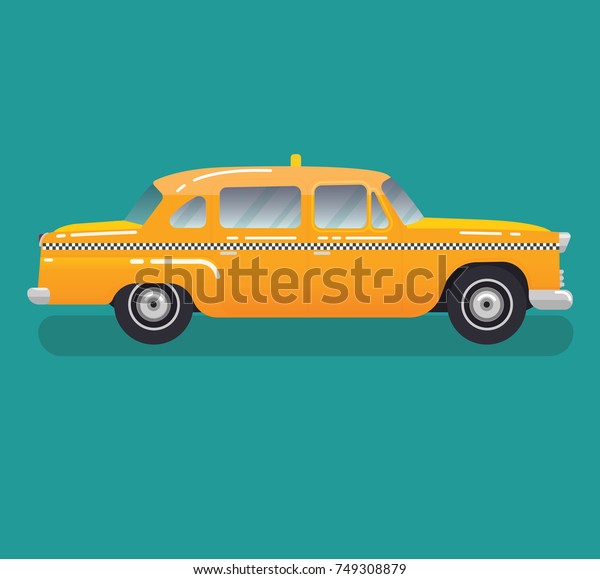 Vector modern flat
design illustration on retro taxi cab. New York public city
transport taxi service
vehicle