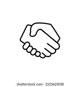 vector modern flat design linear icon of handshake gesture | black thin line pictogram isolated on white background