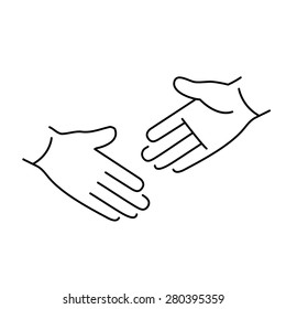 vector modern flat design linear icon of handshake gesture | black thin line pictogram isolated on white background
