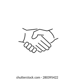 vector modern flat design linear icon of handshake gesture | black thin line pictogram isolated on white background