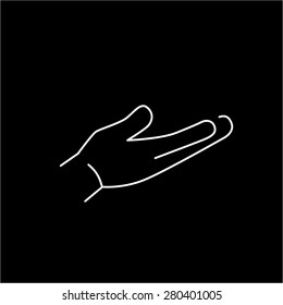 vector modern flat design linear icon of hand gesture | white thin line pictogram isolated on black background