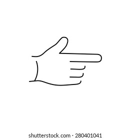 vector modern flat design linear icon of point finger hand gesture | black thin line pictogram isolated on white background