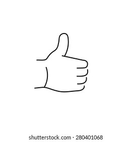 vector modern flat design linear icon of thumbs up like gesture | black thin line pictogram isolated on white background