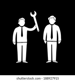 vector modern flat design problem solving and looking for solution soft skills icon white isolated on black background