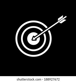 vector modern flat design target to goal and focus soft skills icon wit arrow white isolated on black background