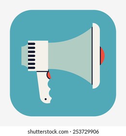 Vector modern flat design web icon on loudspeaker, round corners, side view
