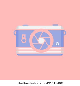 Vector modern flat design web icon or logo, cool retro camera and Smile title
