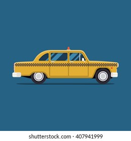 vector modern flat design. Yellow Taxi car New York. City service transport icon