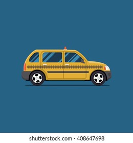 vector modern flat design. Yellow Taxi car. City service transport icon