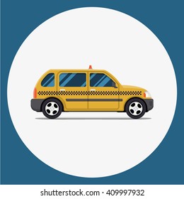 vector modern flat design. Yellow Taxi car. City service transport icon