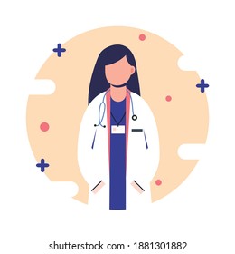 Vector moderno, doctor plano e ilustración de carácter. Vector del sitio web de la clínica, aplicación
