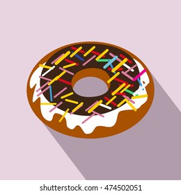 Vector modern flat donut illustration. Sign for bakery menu. Dessert sweet food icon.