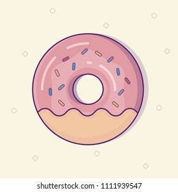 Vector modern flat geometric donut illustration. 