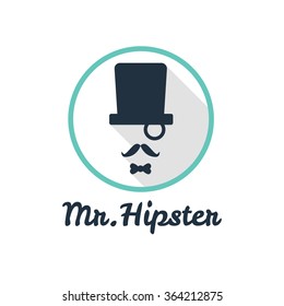 Vector modern flat hipster face logo for clothes shop or cafe, bar