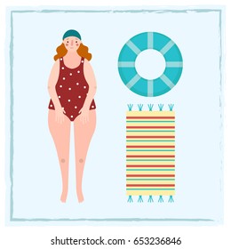 Vector modern flat icon with girln. Design elements for mobile and web applications.