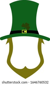 Vector modern flat icon on Saint Patrick's Day. Leprechaun's green hat with colover leaf vector illustration