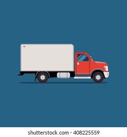 Vector modern flat illustration delivery van. Commercial Vehicle isolate. service icon