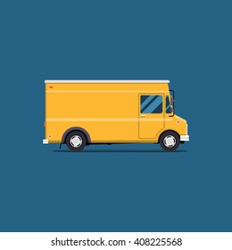 Vector modern flat illustration delivery van. Commercial Vehicle isolate. service icon