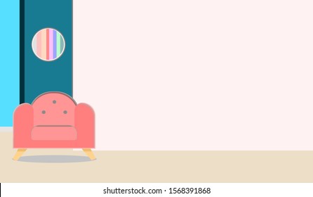 Vector. Modern flat interior of living room for relaxing