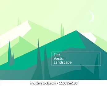 Vector modern flat landscape with the mountains. Vector Illustration