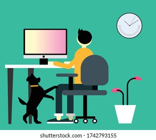 Vector modern flat multi colored business character design on abstract office mode worker