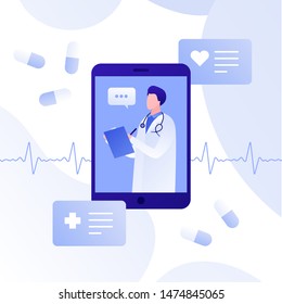 Doctor Holding Phone Screen Application User Stock Vector (Royalty Free ...