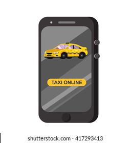 Vector modern flat  Taxi online app