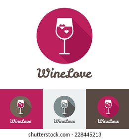 Vector modern flat wine shop, restaurant or bar logo set
