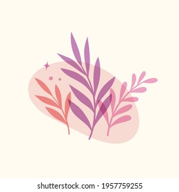 Vector modern floral arrangement background. Cute delicate botanical illustration with leaves and plants.