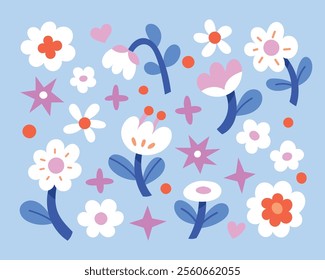 Vector modern floral arrangement background. Cute delicate botanical illustration with leaves and plants.