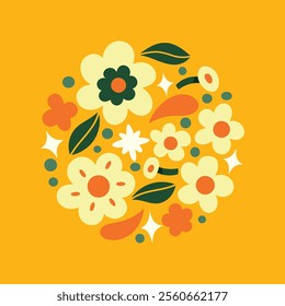 Vector modern floral arrangement background. Cute delicate botanical illustration with leaves and plants.