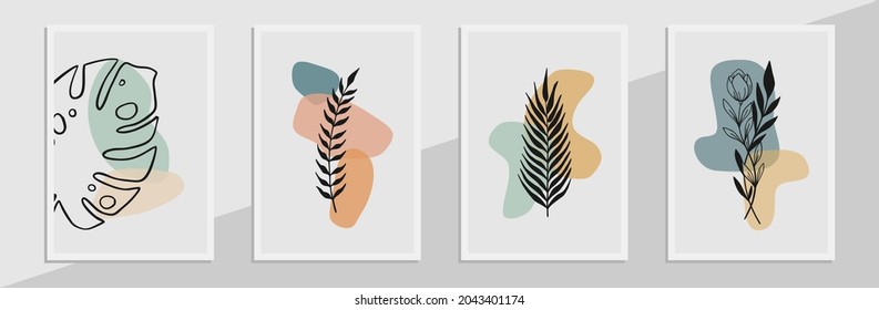 Diseño de póster floral vectorial moderno para portada de medios sociales, volante, tarjeta de invitación, diseño de sitios web, portada de libros, banner, arte mural