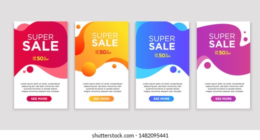 Vector Modern Fluid For Big Sale Banners Design. Discount Banner Promotion Template. Special offer and sale banner discount up to 50% template design with editable text.