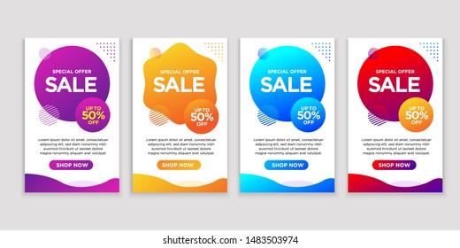 Vector Modern Fluid For Big Sale Banners Design. Discount Banner Promotion Template. Special offer and sale banner discount up to 50% template design with editable text.