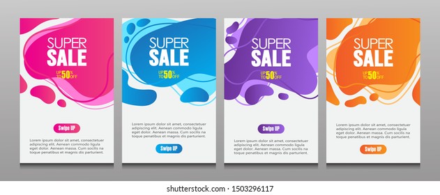 Vector Modern Fluid For Big Sale Banners Design. Discount Banner Promotion Template. Special offer and sale banner discount up to 50% template design with editable text.