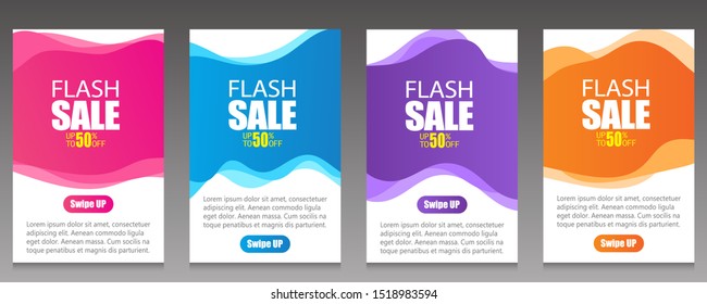 Vector Modern Fluid For Big Sale Banners Design. Discount Banner Promotion Template. Special offer and sale banner discount up to 50% template design with editable text.