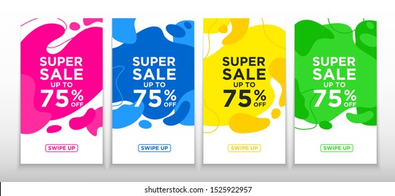 Vector Modern Fluid For Big Sale Banners Design. Discount Banner Promotion Template. Special offer and sale banner discount up to 75% template design. Vector