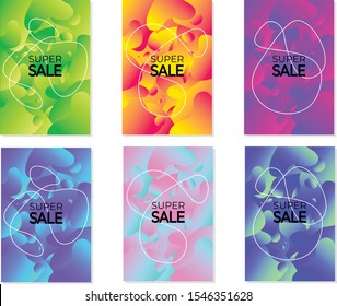 Vector Modern Fluid For Super Sale Banners Design . Discount Banner Promotion Template. 